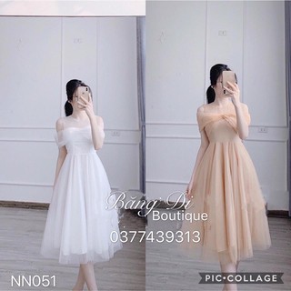 Váy ren lưới xoắn ngực rớt vai
