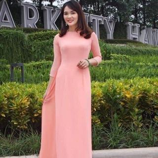 Áo dài 4 tà (2 lớp) màu hồng dâu kèm quần 2 lớp