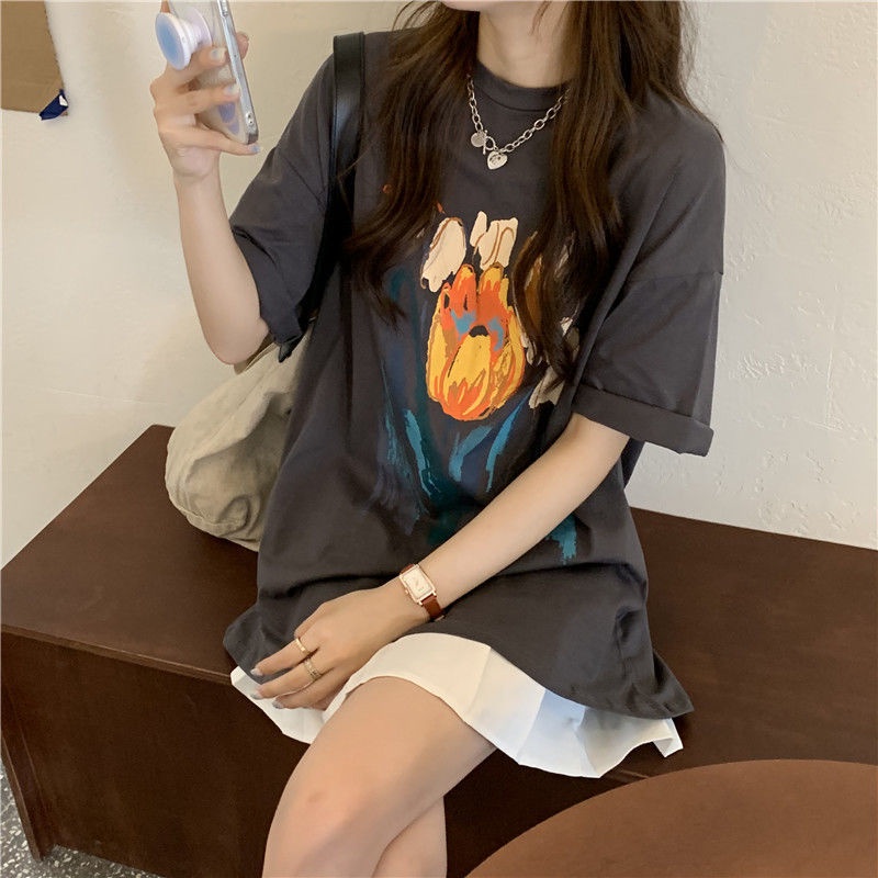 Áo Thun Dáng Rộng Phong Cách retro Thời Trang Mùa Hè Cho Nữ ZIZE37-87kg