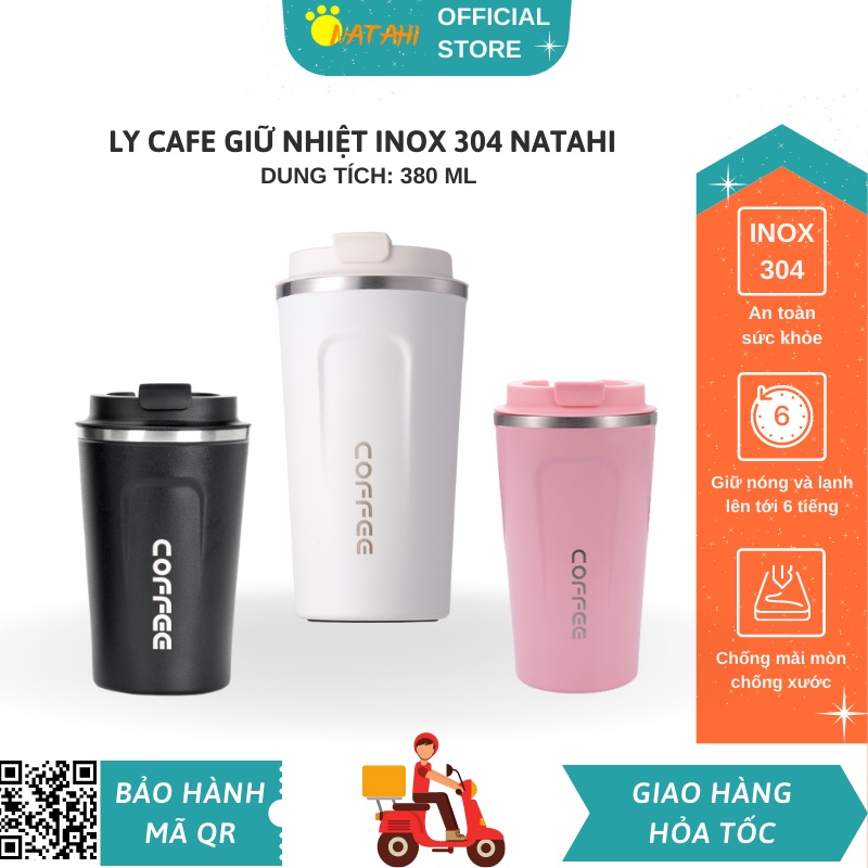 Cốc giữ nhiệt COFFEE NATAHI CF1 Inox chống gỉ đẹp, ly đựng coffee, nước ép, trà, ngũ cốc giữ nhiệt 6-9 tiếng