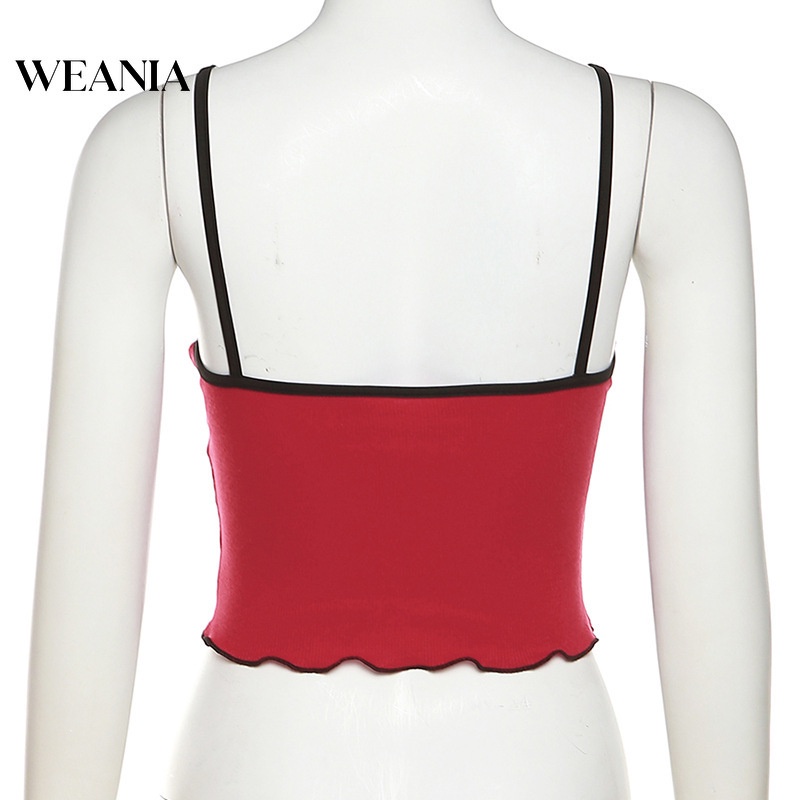 Áo Croptop Hai Dây Hở Lưng Phối Bèo Màu Khối Thời Trang Cho Nữ