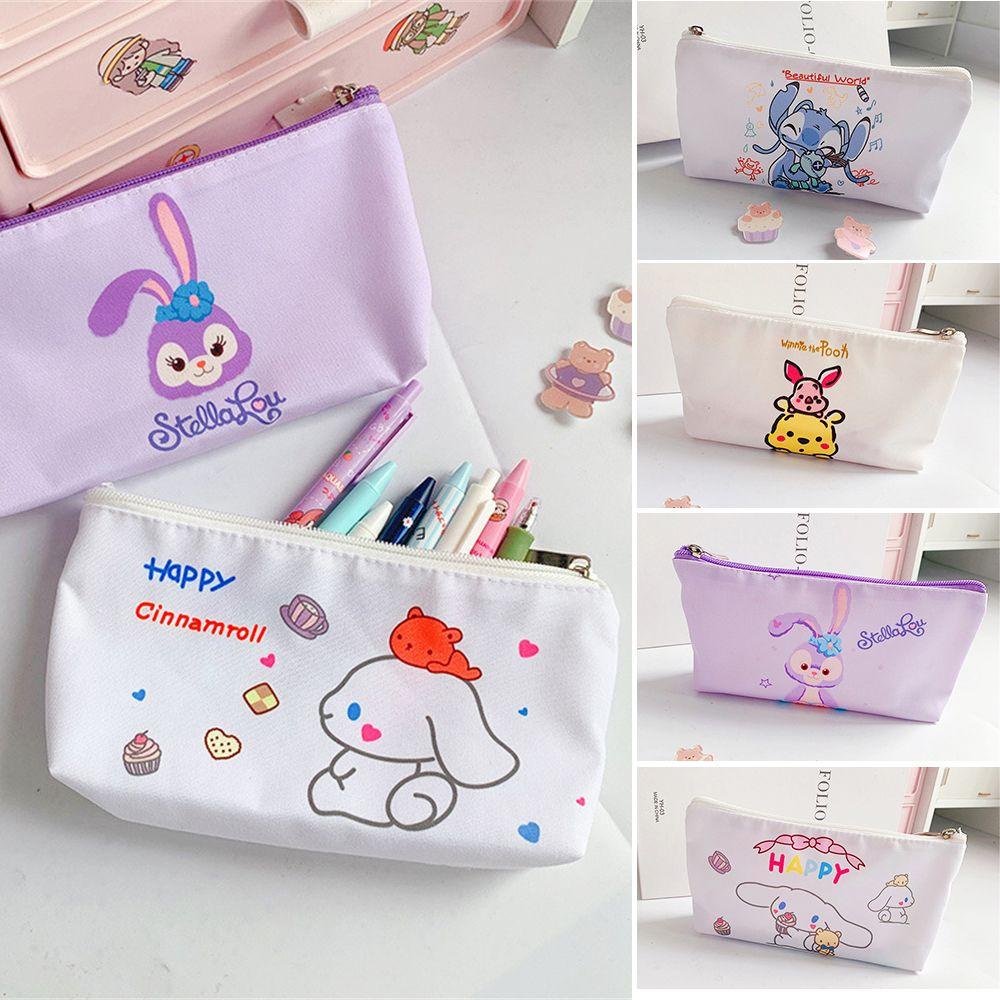 Túi Đựng Bút Bằng Vải Canvas Cỡ Lớn In Hình Gấu Hoạt Hình Dễ Thương