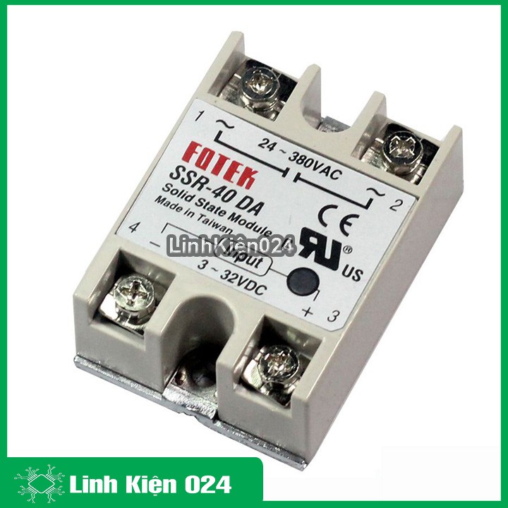 Relay bán dẫn điều khiển nhiệt, đèn, quạt Fotek SSR-40 DA thường mở chịu dòng 40A