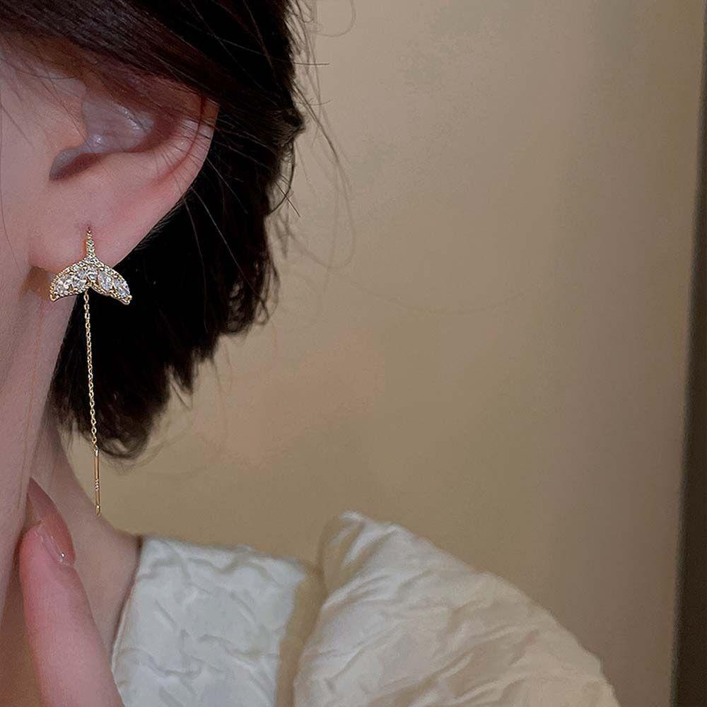 Khuyên Tai Đuôi Cá Dáng Dài Thiết Kế Ngọt Ngào Cho Nữ|Khuyên Tai Phong Cách Hàn Quốc Cho Nữ