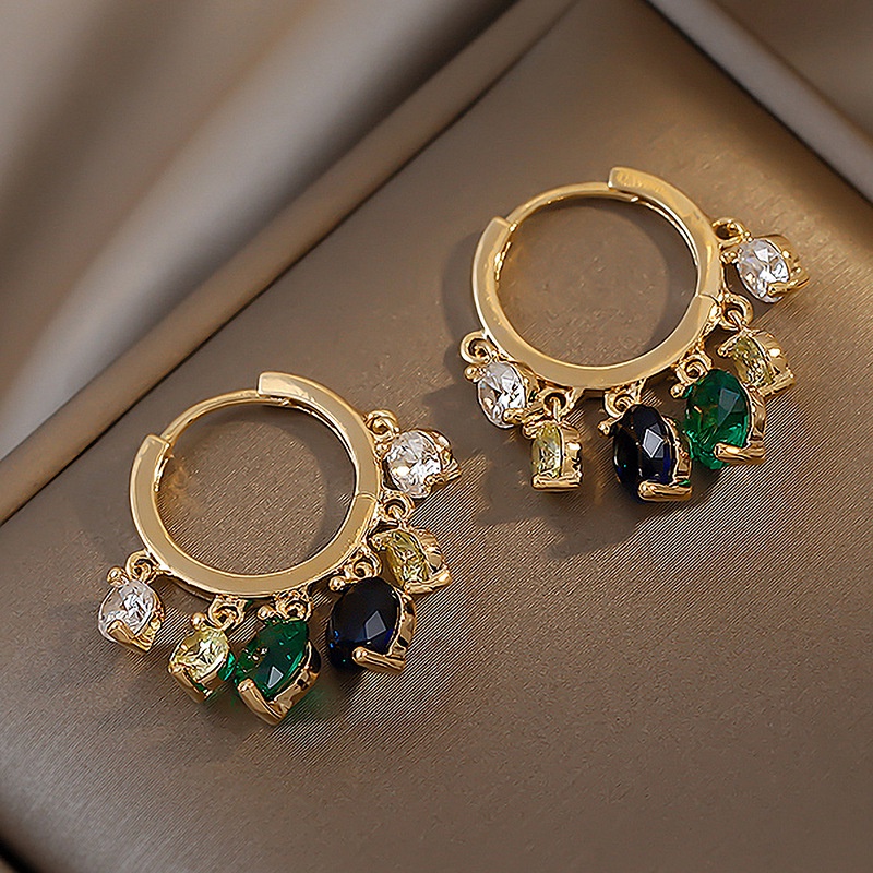 Khuyên Tai Nữ Hình Tròn Đính Đá Sang Trọng