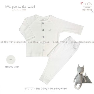 Bộ Quần Áo Cài Thẳng Dài Trắng Sọc Nous (Từ Size 0-3 Tháng Đến 9-12 Tháng)