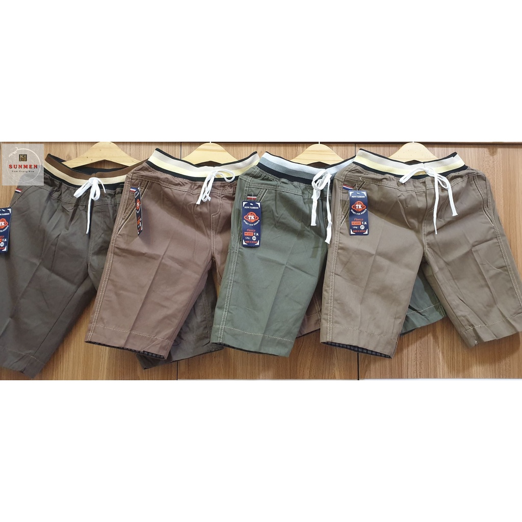 Quần Short Kaki Lưng Thun Nam Co Giãn Cap Cấp Vải Mềm Mịn SUNMEN Size Từ 40-85kg