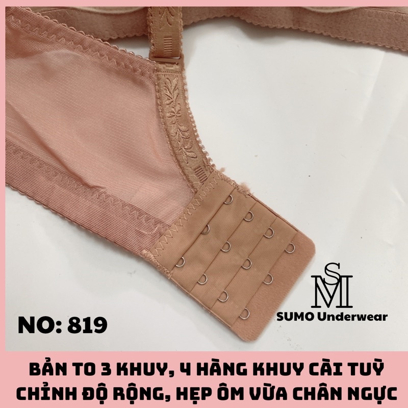 Áo lót ren hoa mút đệm 3cm siêu mềm mại, không gọng, thiết kế ôm đẩy ngực. SUMO 819. KÈM ẢNH VÀ VIDEO THẬT