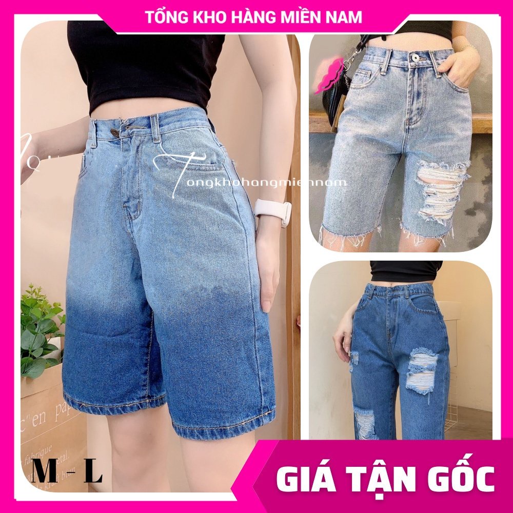 Quần short jean nữ 🛑 Quần jean ngố nữ loang màu rách xước dễ thương QJNT jean ngố tổng hợp