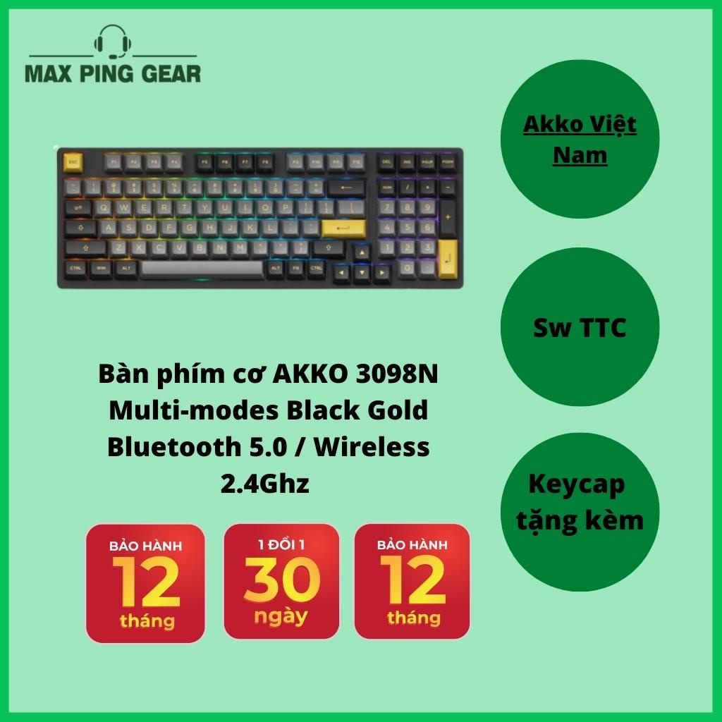 Bàn phím cơ AKKO 3098N Multi-modes Black Gold (Bluetooth 5.0 / Wireless 2.4Ghz / Hotswap / Foam tiêu âm / Foam đáy / TTC