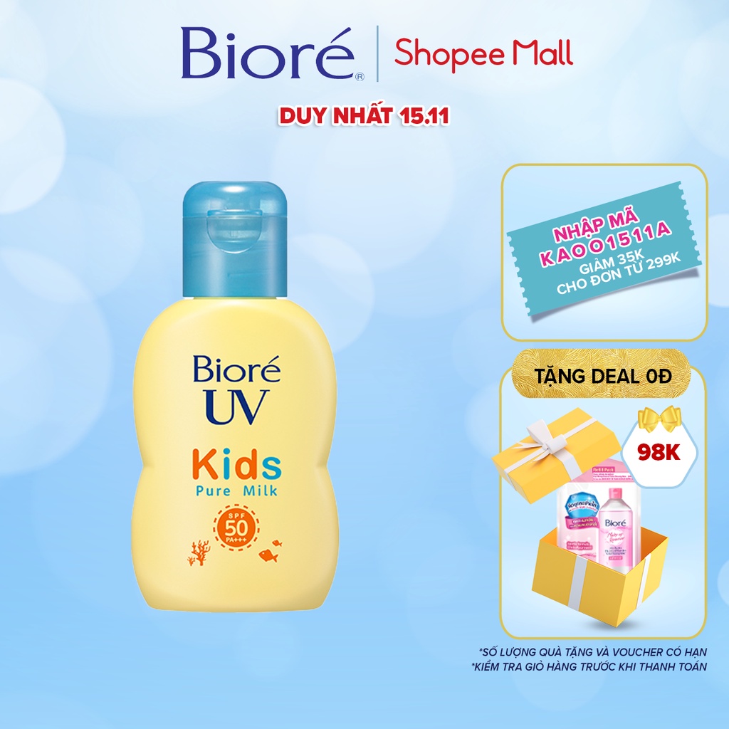  Sữa chống nắng dịu nhẹ cho trẻ em Biore SPF50/PA+++ 70ml