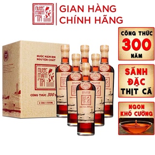 Nước Mắm Tĩn Nhãn Đỏ Độ Đạm 40N Thùng 6 Chai Thủy Tinh 500ml/chai Rin Nguyên Chất Truyền Thống Sạch Không Chất Bảo Quản