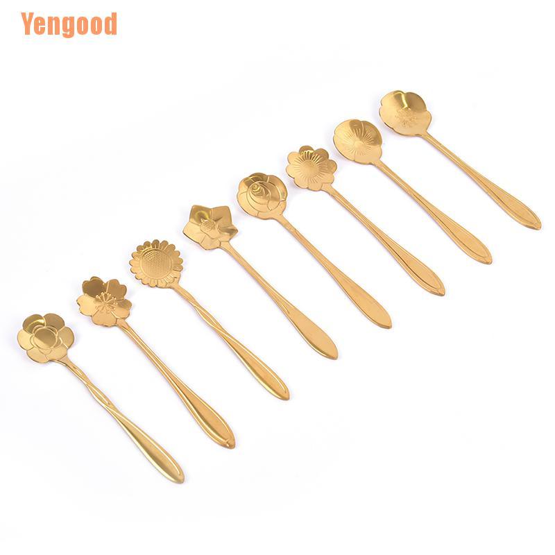 Muỗng uống trà hình bông hoa trang trọng bằng thép không gỉ tiện dụng