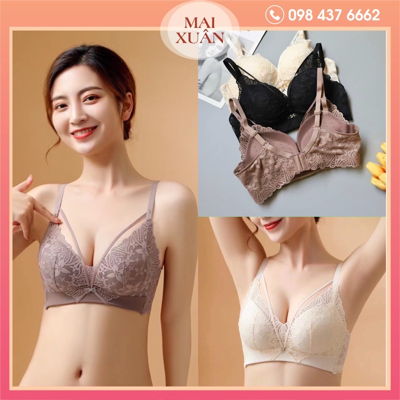 Áo Lót Ren Nâng Ngực Không Gọng Siêu Ôm Nâng Đẩy Tạo Khe Cao Cấp-Kho Sỉ Mai Xuân