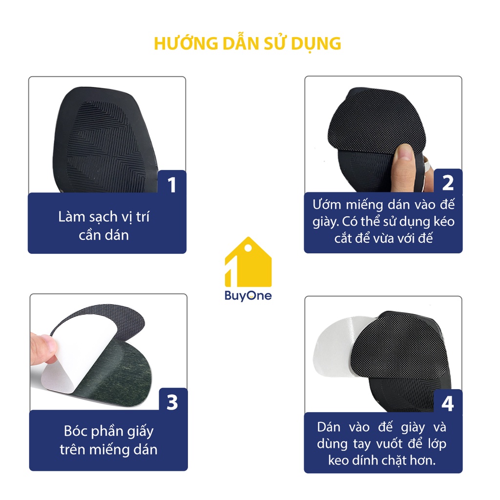 Cặp miếng dán đế giày chống trơn trượt, mòn đế dùng cho nam và nữ, cao su tiện lợi tự dính chất lượng cao - BOPK270
