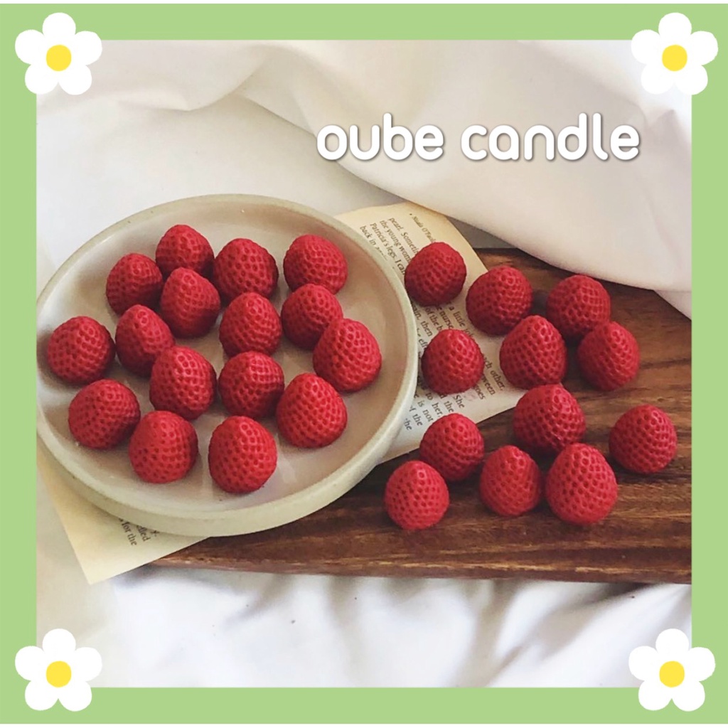 Nến Thơm Thư Giãn Không Khói Hình Dâu Tây Trang Trí Phòng - Không Mùi Siêu Xinh Xắn Oube Candle NT10
