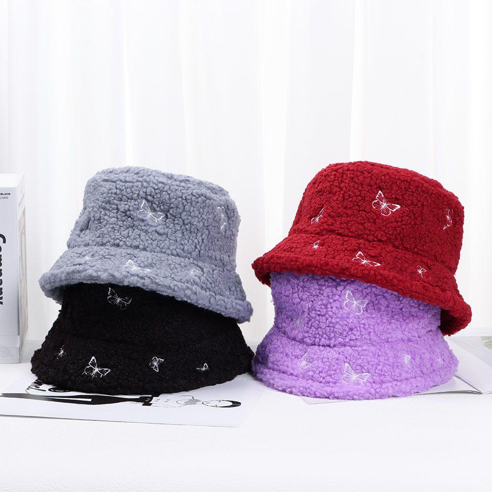 SUMU Mũ Bucket Thêu Hình Bướm Chất Liệu Mềm Mại Thời Trang Xinh Xắn Cho Nữ