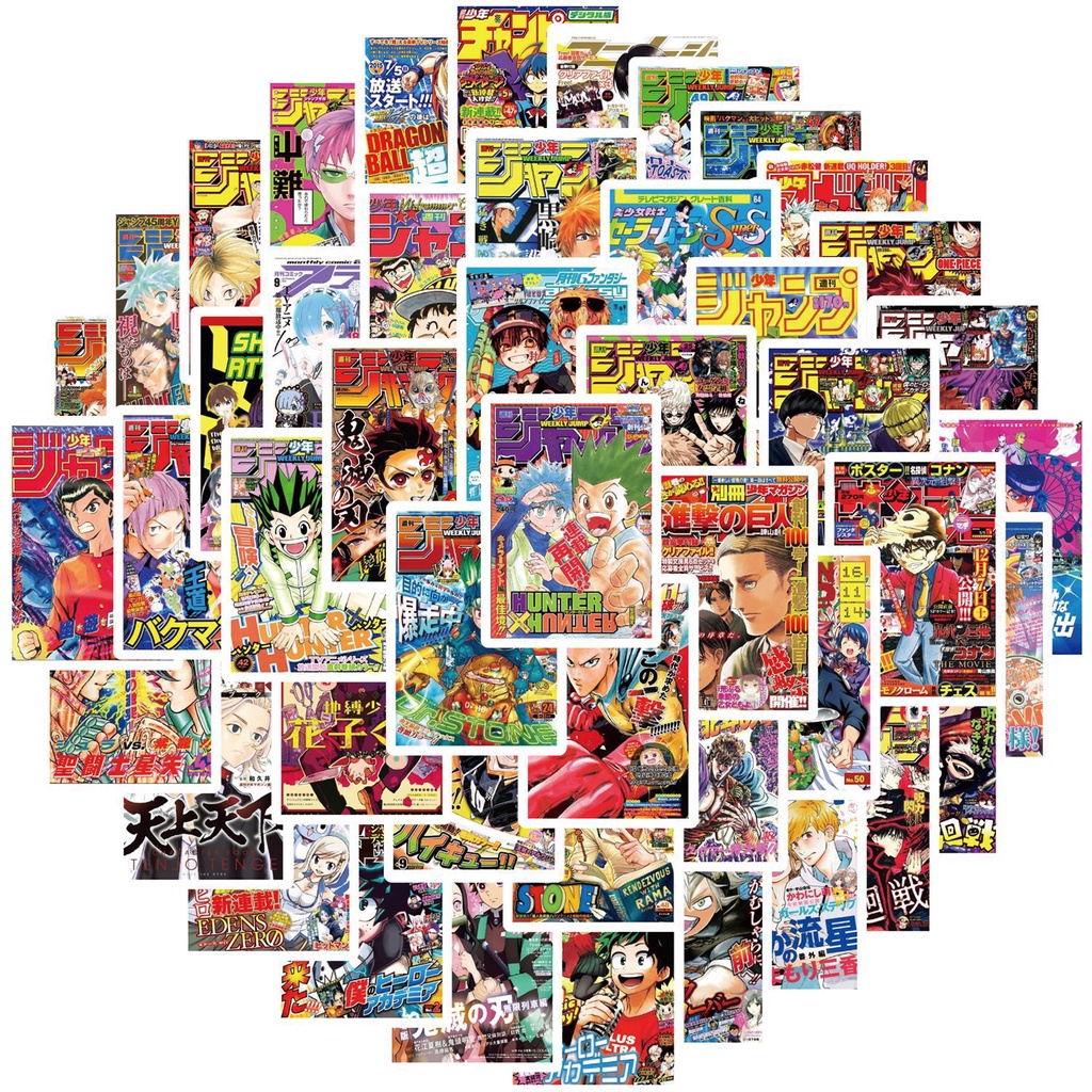 [Set 50 Cái] Sticker dán mũ bảo hiểm, laptop phong cách tổng hợp Anime nhật bản