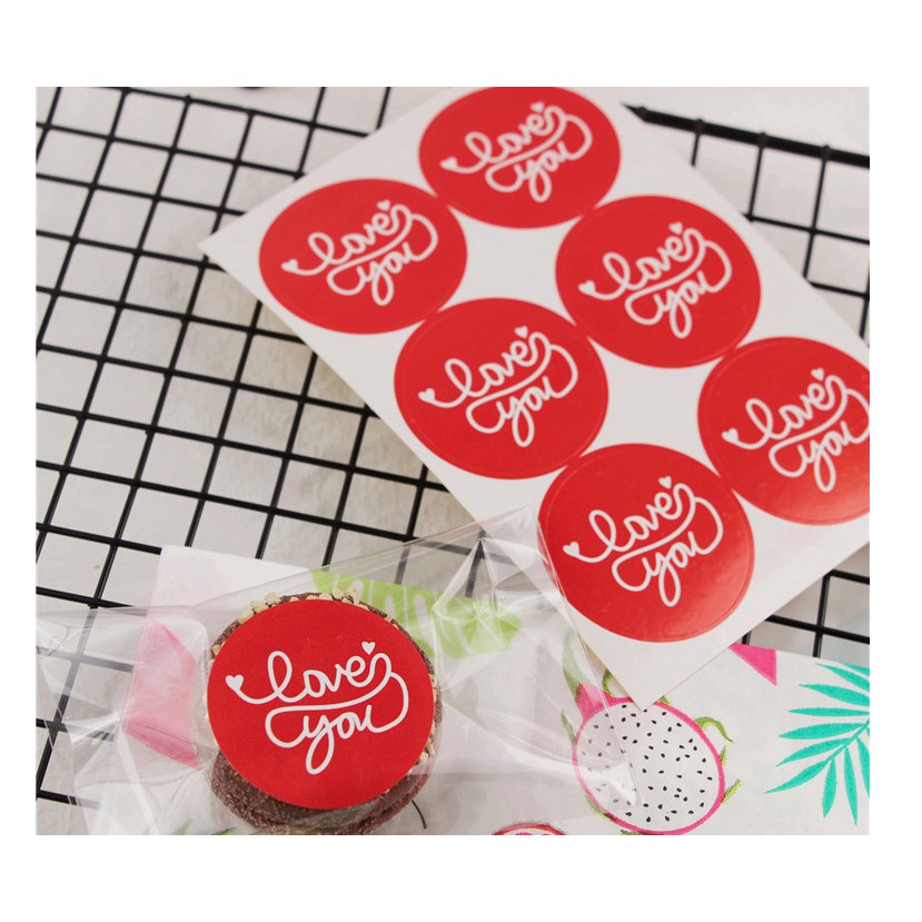 set 6 nhãn dán love you size 4 cm