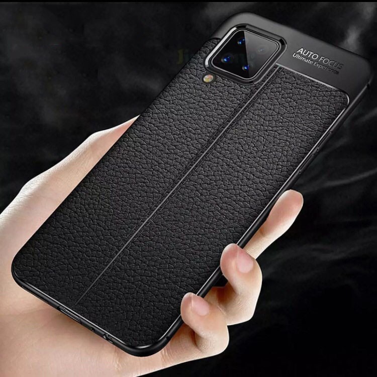 Ốp lưng Samsung Galaxy A12 dẻo giả da Auto Focus chống bám vân tay