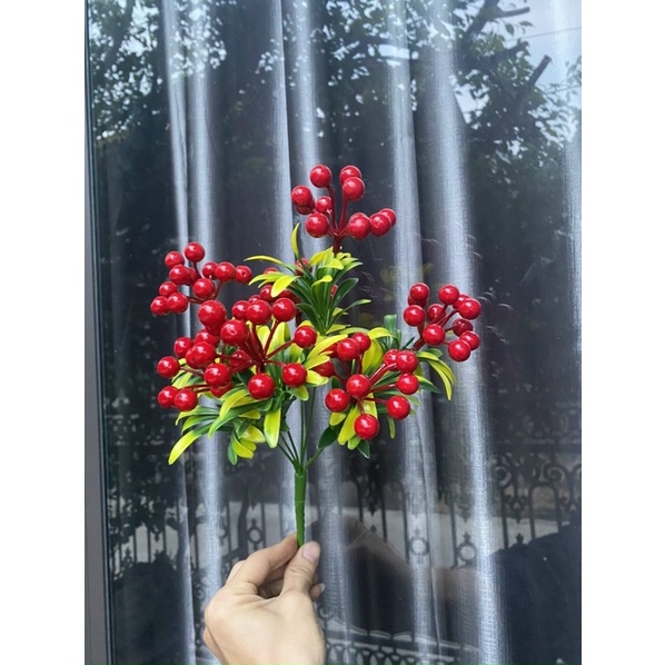 cụm cherry 5 nhánh - Duy Hương hoa lụa