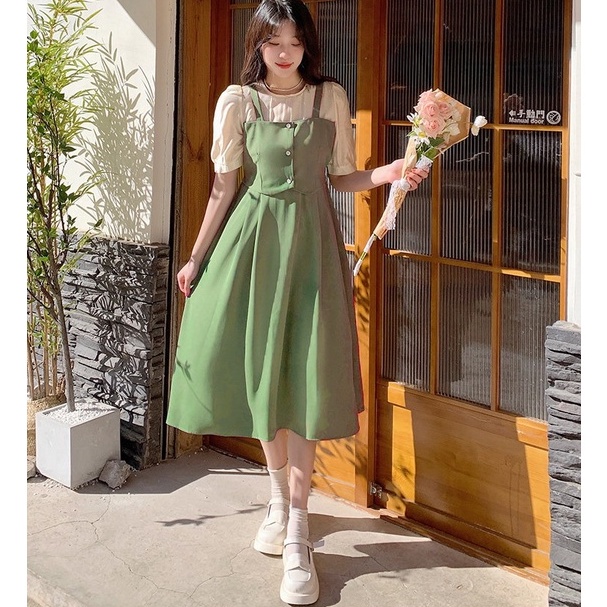 Đầm midi ZHELIHANGFEI dáng chữ A xinh xắn thời trang mùa hè dành cho nữ