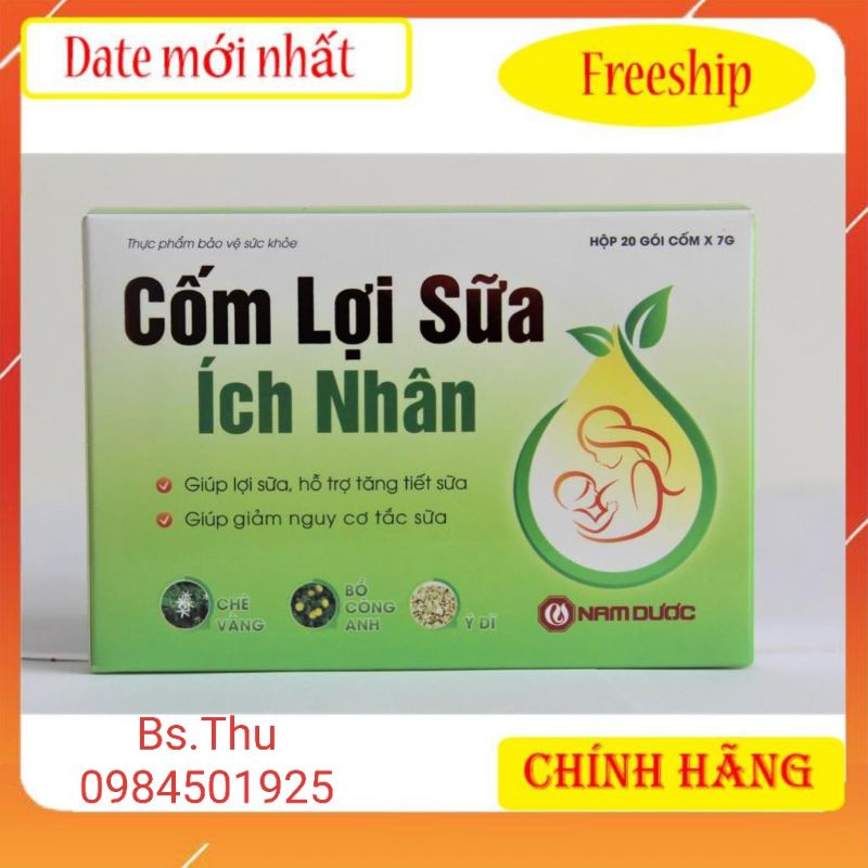 CỐM LỢI SỮA ÍCH NHÂN Nam Dược hộp 20 gói hỗ trợ tăng tiết sữa, giảm nguy cơ tắc tia sữa. tp giống Ích Mẫu Lợi Nhi