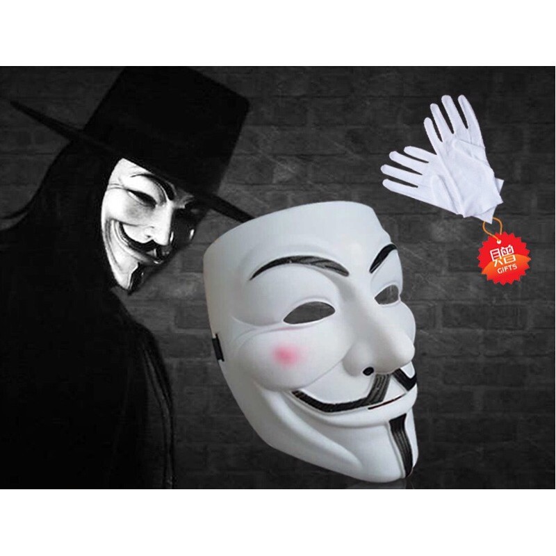 Mặt nạ hacker anonymous (Trắng cơ bản) _hàng bao đẹp