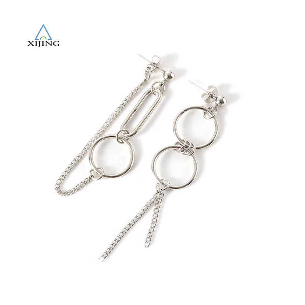 Bông tai kim loại thiết kế hình học phong cách retro cho nữ