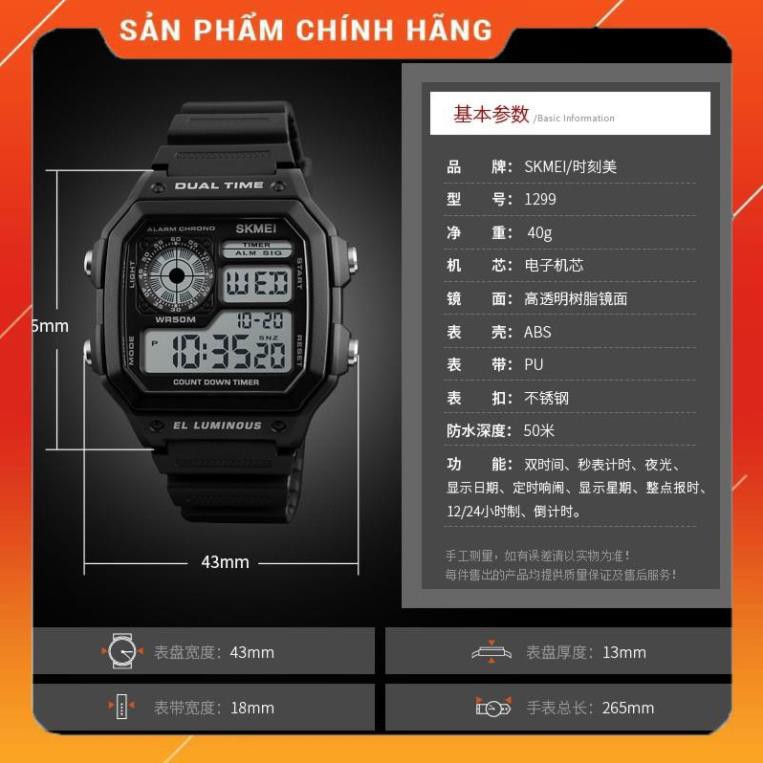Hàng Cao Cấp -  Đồng hồ điện tử Skmei 1299 dành cho nam- Hàng Nhật chính hãng - lỗi 1 đổi 1 | BigBuy360 - bigbuy360.vn
