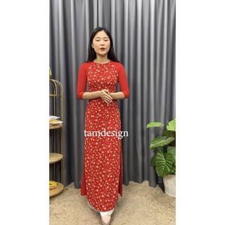 ÁO DÀI TƠ HOA NHÍ 2 LỚP, 4 TÀ DÀI THƯỚT THA, ÁO DÀI TAMDESIGN1 - MÃ HN01