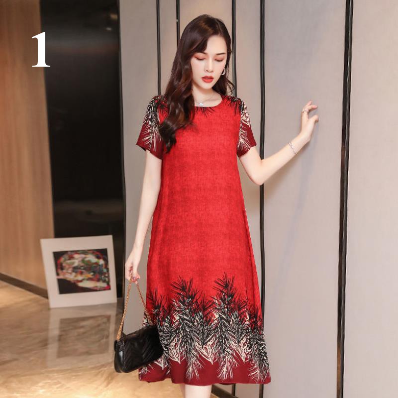 Váy lụa họa tiết in cao cấp - Daisy Store