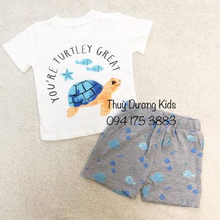 Bộ hè HM họa tiết Rùa biển và Cá cho bé 1-6y