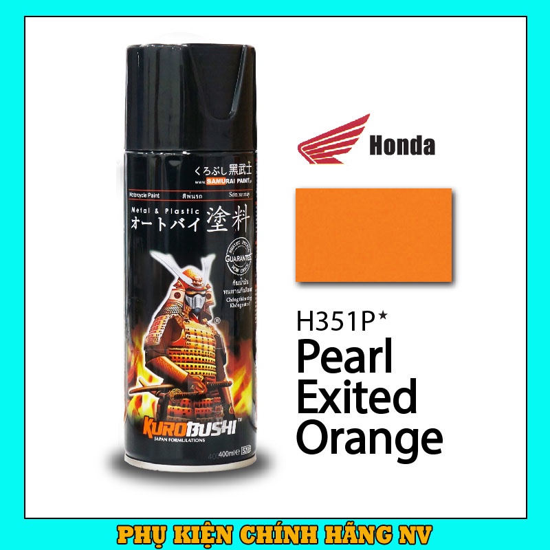 Sơn Samurai màu cam ngọc H351P chính hãng, sơn xịt dàn áo xe máy chịu nhiệt, chống nứt nẻ, kháng xăng