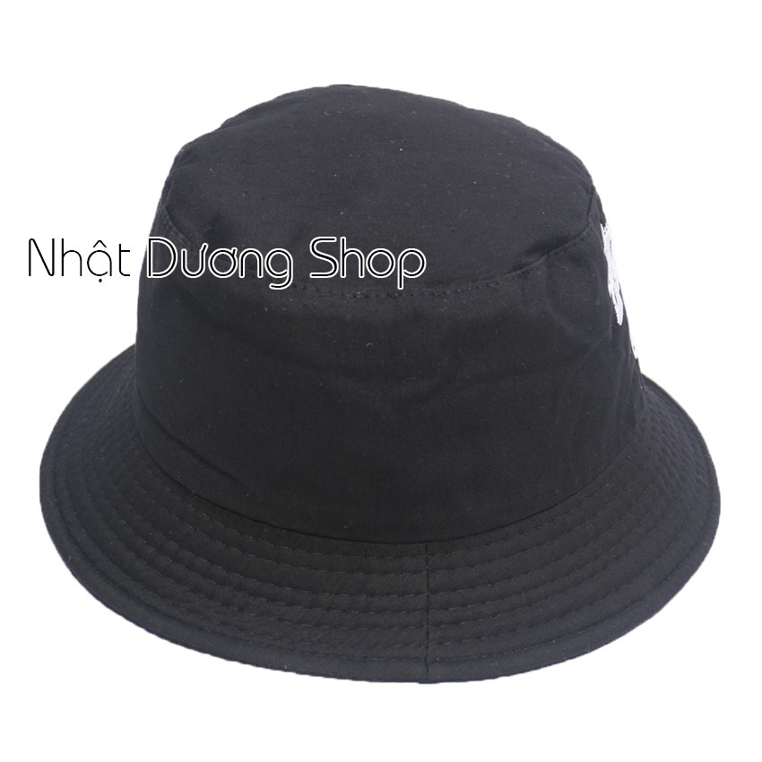 Nón bucket Stussy vành rộng đội 1 mặt - Đen chất liệu Cotton thoáng mát, sành điệu, tuổi teen
