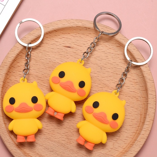 Móc khóa vịt vàng đứng nghiêm dễ thương