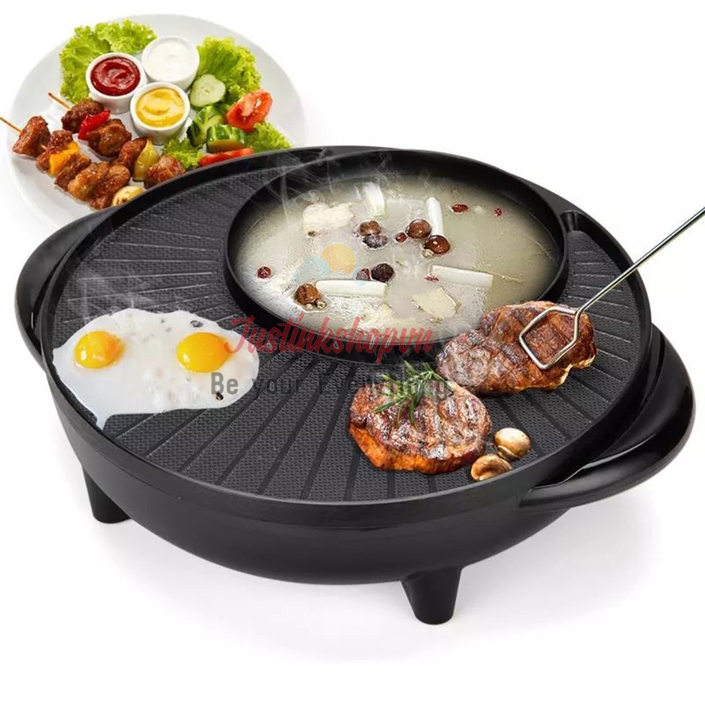 BẾP CHẢO LẨU NƯỚNG BBQ ĐIỆN TRÒN ĐA NĂNG KENSONIC KIỂU HÀN QUỐC 2IN1 - JLVQ-4039-CLND