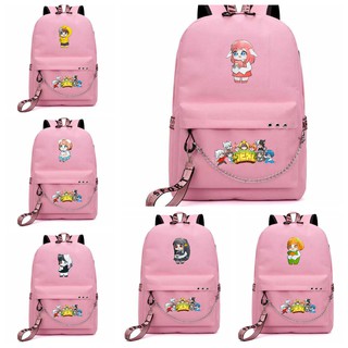 Balo thông minh hồng in hình  Đội anh hùng HERO TEAM ver ÔM THÚ Simmy Phong cận Siro Mr Vịt Sammy Đào Timmy Kairon Kamui