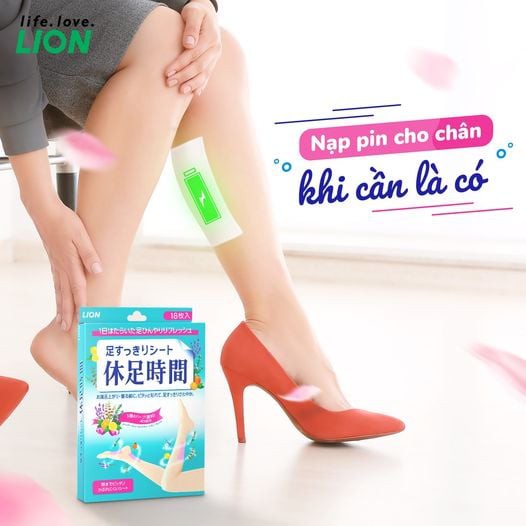 Miếng dán lạnh thảo mộc massage thư giãn chân Lion Kyusoku Jikan Cool Fresh Nhật Bản