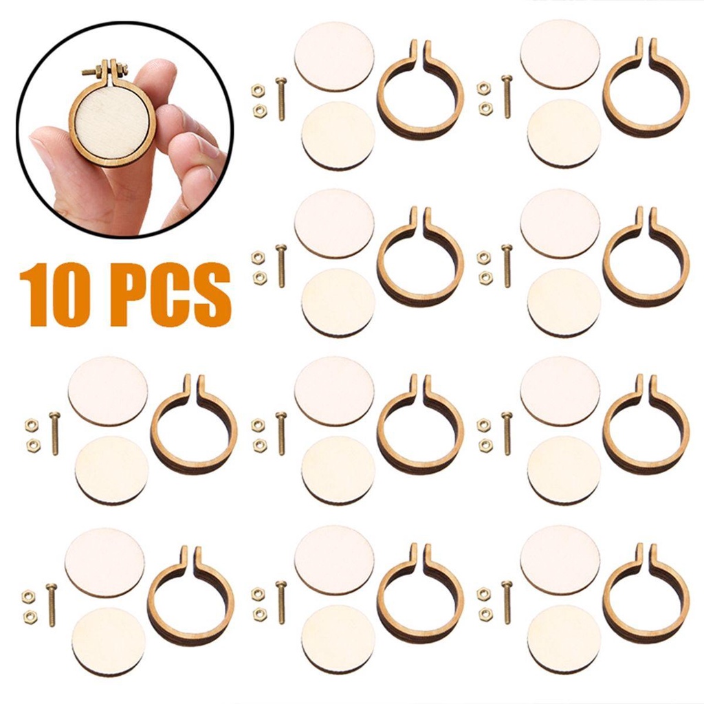 LILYES Set 10 Vòng Tròn Bằng Gỗ Dùng Thêu Tranh Chữ Thập Thủ Công
