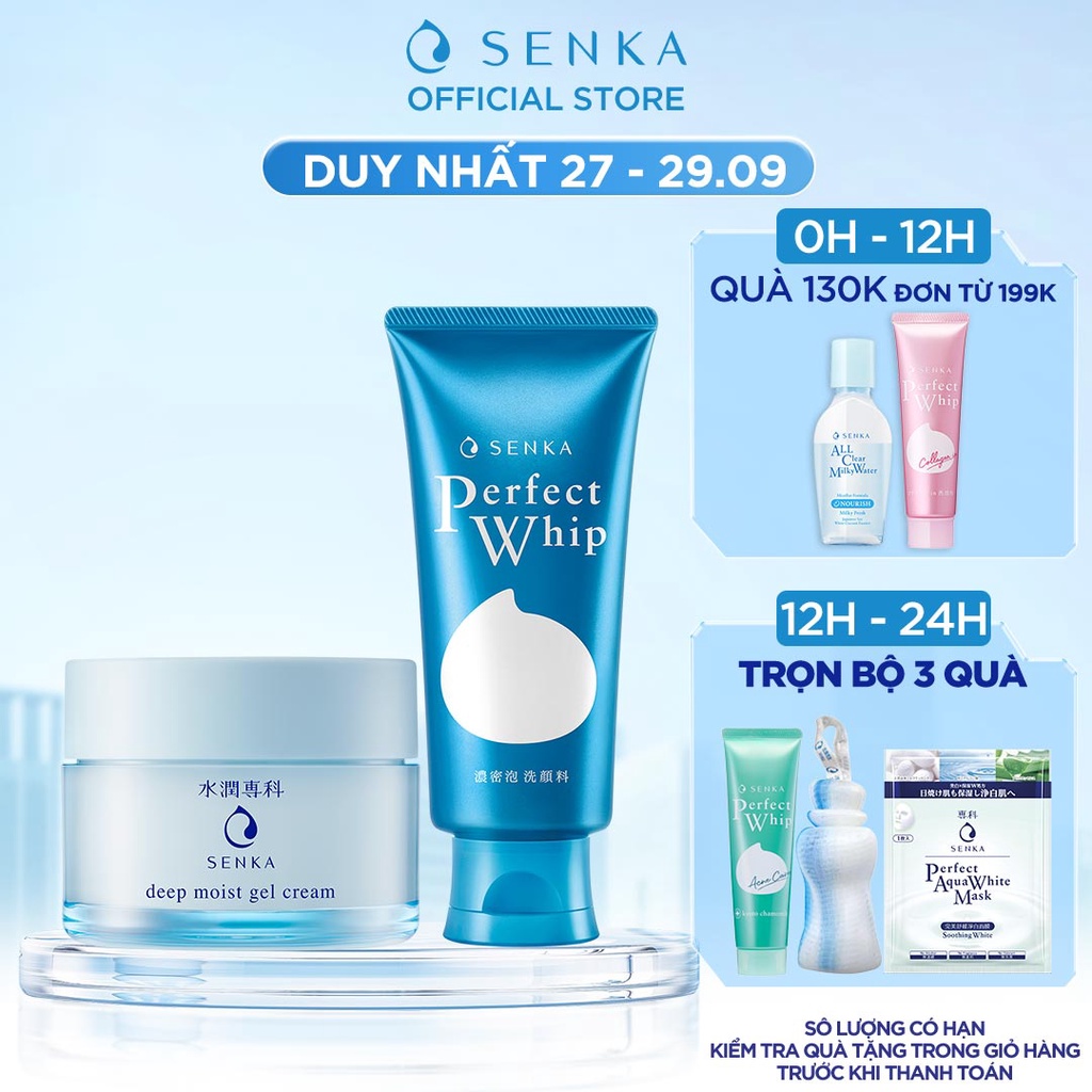 Bộ đôi Sạch sâu - Cấp ẩm 24H (Sữa rửa mặt Senka Perfect Whip 120g và Mặt nạ ngủ Senka Deep moist Gel Cream 50g)