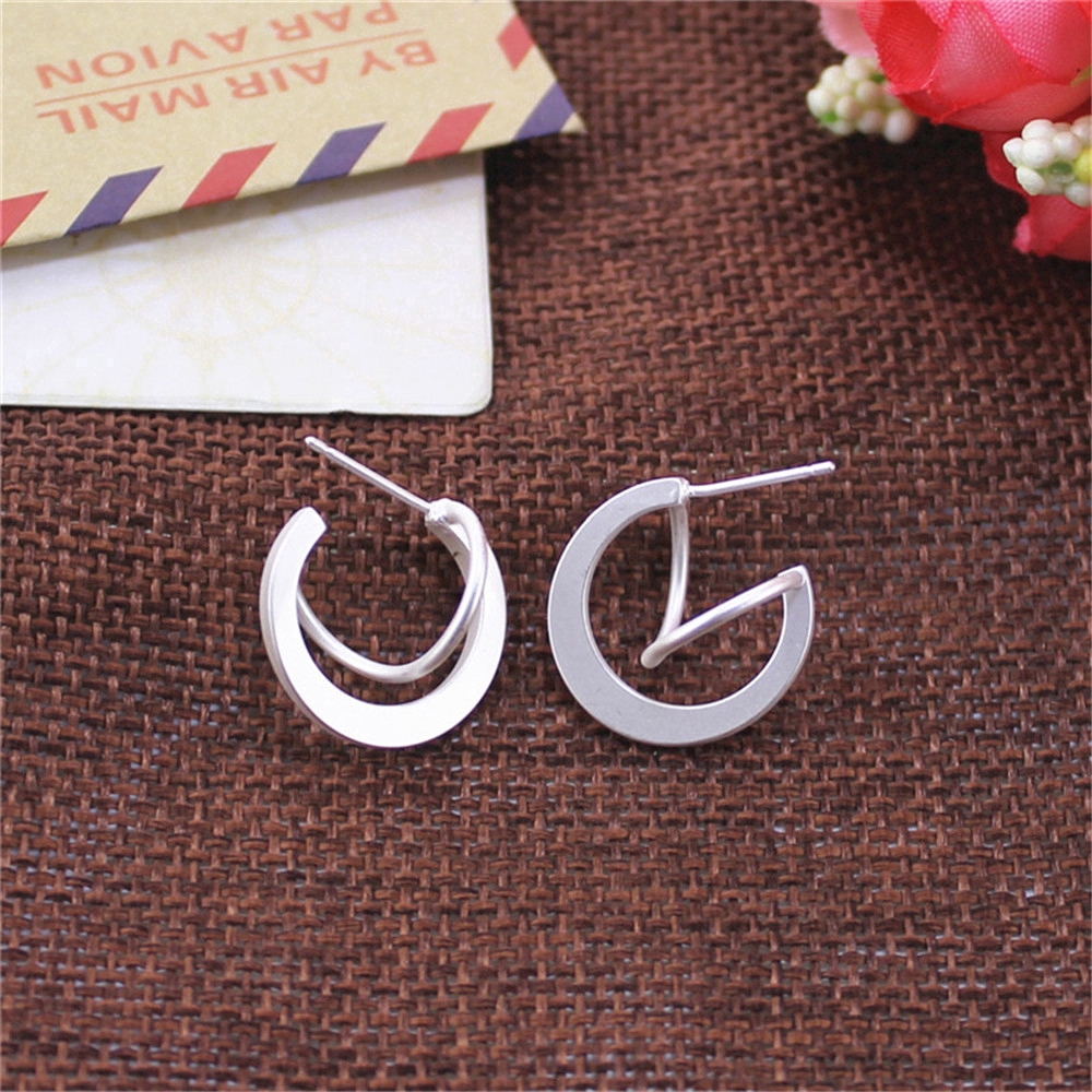 Khuyên Tai Kim Loại Thiết Kế Hình Học Phong Cách Hàn Quốc Cho Nữ