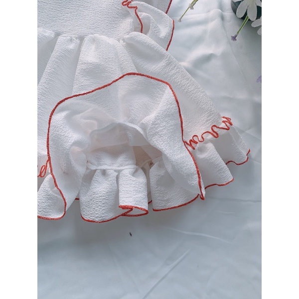 Váy trắng bèo nhún tiểu thư cho bé gái 5-16kg