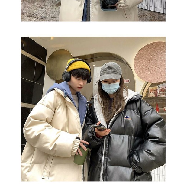 Áo khoác da phao kèm mũ cực chất