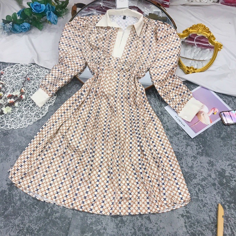 Đầm Maxi  Hoạ Tiết Sơ Mi Cổ Viền Trắng | BigBuy360 - bigbuy360.vn