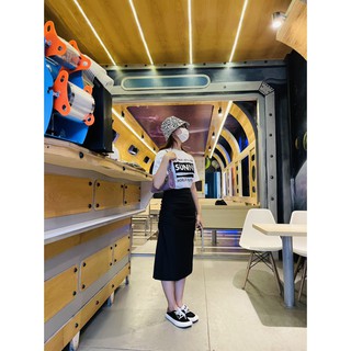 Set Sunny Aó thun + Chân váy xẻ