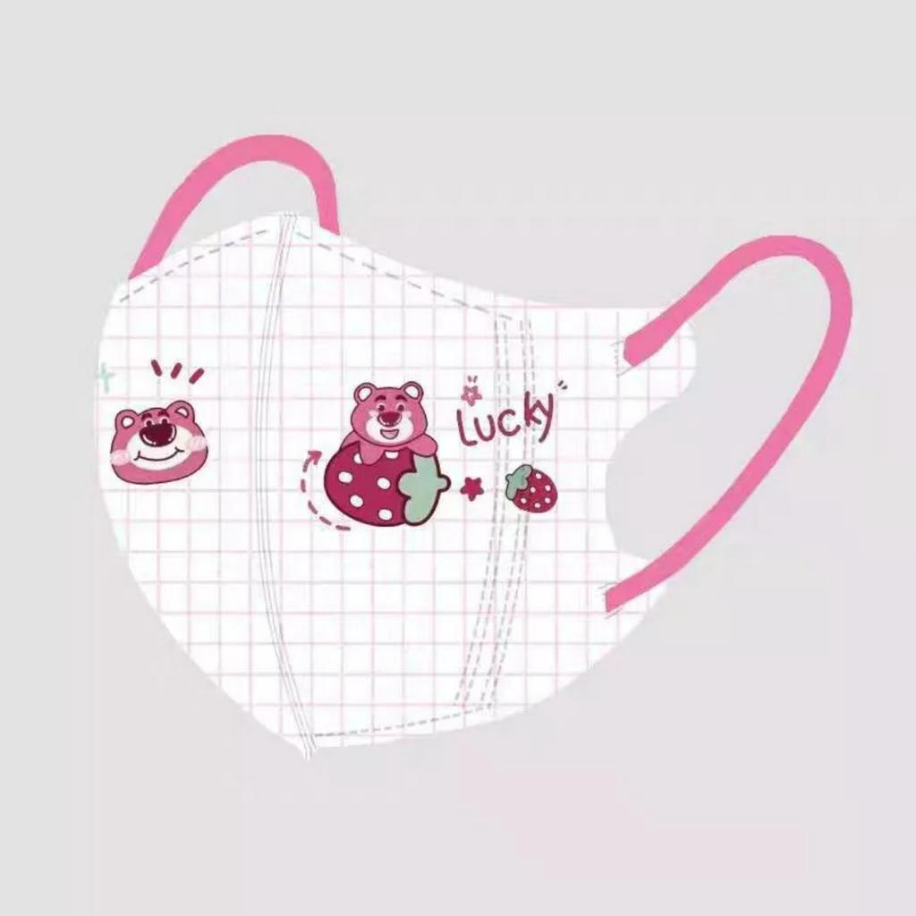 Set 10 Chiếc Khẩu Trang 5d Hình Gấu Gấu Dâu Lotso