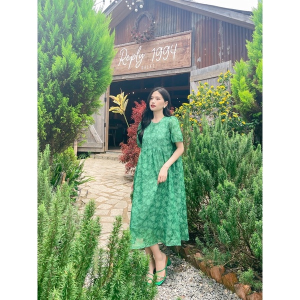 Đầm Hoa Dập Nhăn Dáng Babydoll Phong Cách Hàn Quốc Nhẹ Nhàng Nữ Tính Có Sẵn 3 Gam Màu HOT Năm Nay