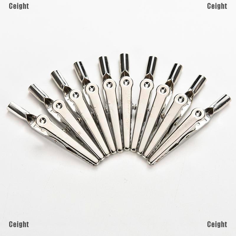 (Cei)10X Stainless Steel Alligator Crocodile Test Clips Cable Lead Screw Probe Fixing