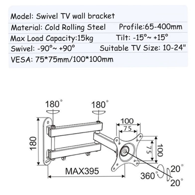 Giá treo màn hình máy tính xoay đa năng 17 - 19 - 23 - 24 - 27 - 29 - 32 inch - Xoay trái/phải 180độ